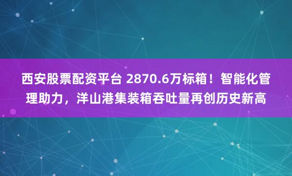 西安股票配资平台 2870.6万标箱！智能化管理助力，洋山港集装箱吞吐量再创历史新高